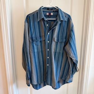 Vintage St. Durand Single Needle Tailoring Shirt sz XL Blue Stripe Button Down